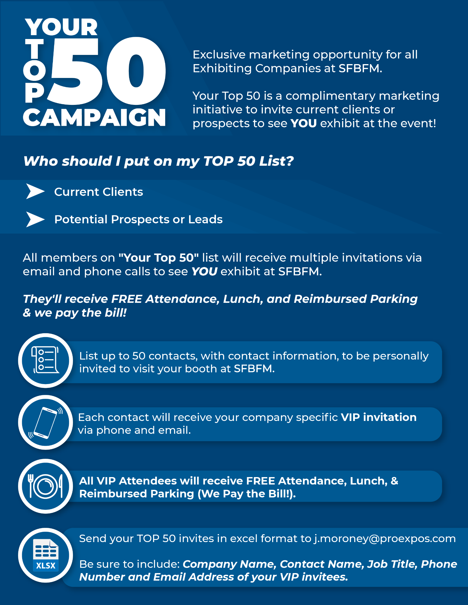 SFBFM Your Top 50 Campaign - invite your top 50 clients and prospects